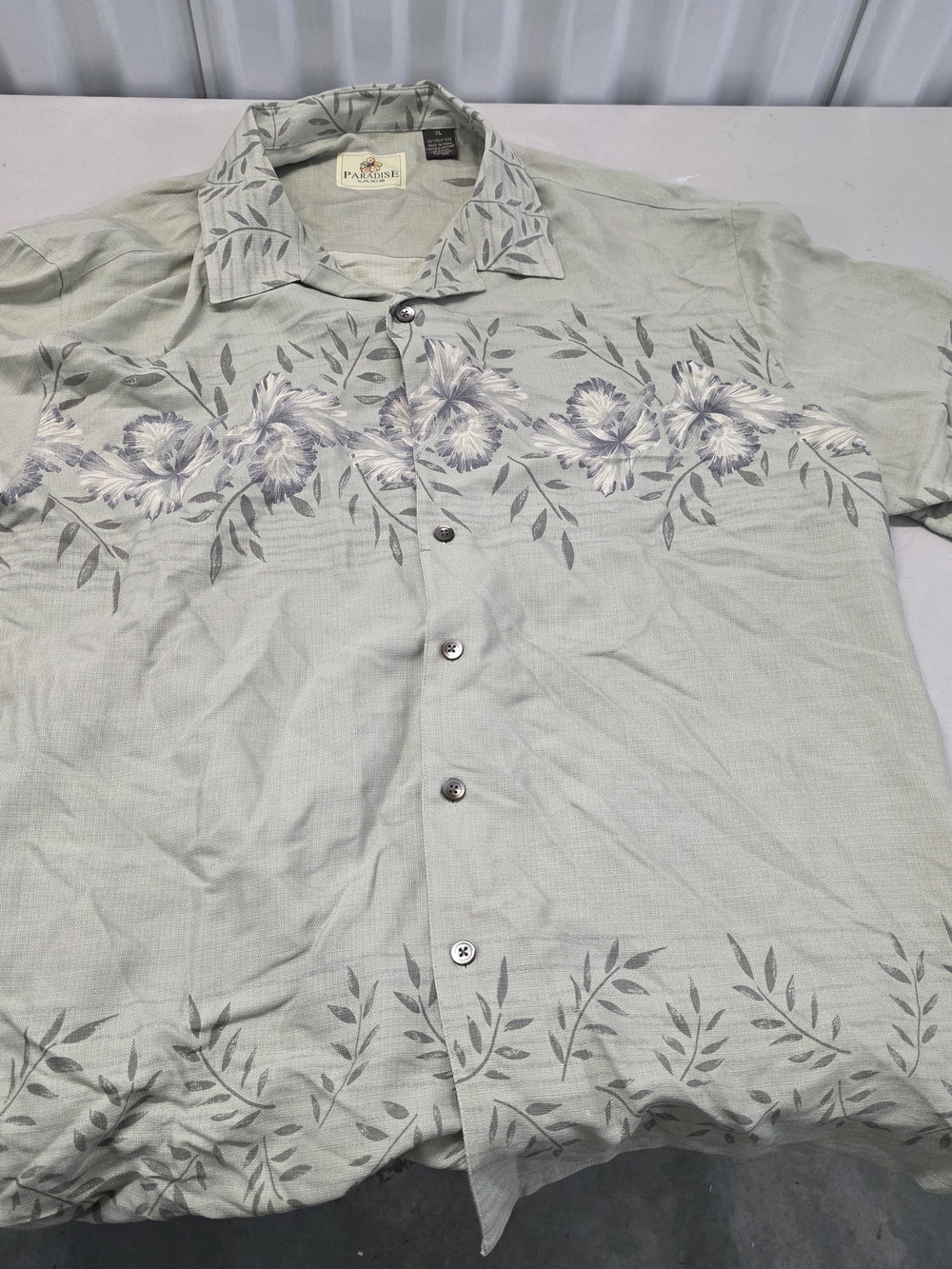 Paradise By Axis Silk Hawaiian Button Down Shirt Men's Size XL